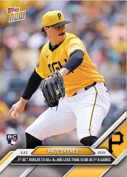 MLB Pittsburgh Pirates 2024 NOW Baseball Paul Skenes #334 [Rookie, 1st NL Hurler to 60+ Ks & Less Than 10 BB in 1st 8 Games]