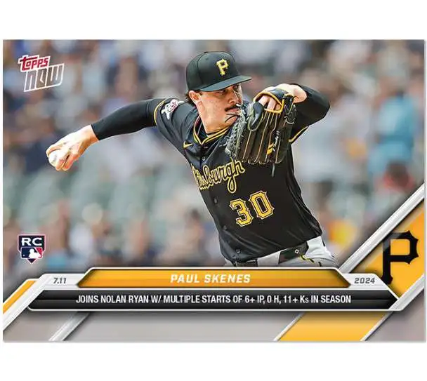 MLB Pittsburgh Pirates 2024 NOW Baseball Paul Skenes #407 [Rookie, Joins Nolan Ryan]
