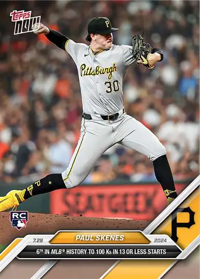 MLB Pittsburgh Pirates 2024 NOW Baseball Paul Skenes #491 [Rookie, 6th in MLB History to 100 Ks in 13 or Less Starts]