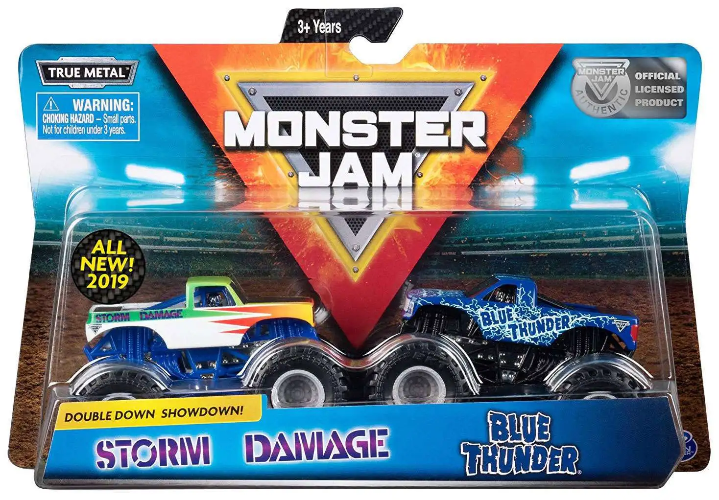 Monster Jam Double Down Showdown! Storm Damage & Blue Thunder Diecast Car 2-Pack