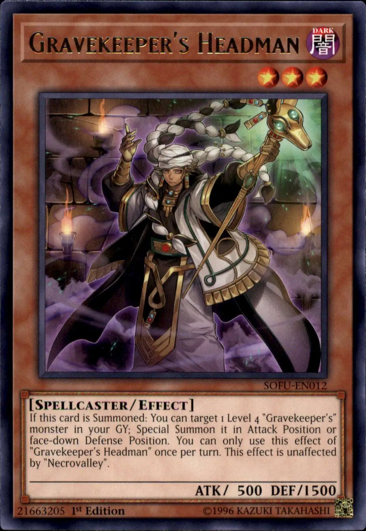 YuGiOh Soul Fusion Rare Gravekeeper's Headman SOFU-EN012