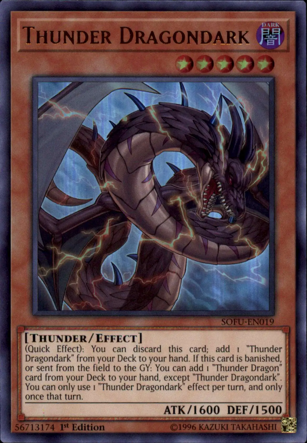 YuGiOh Soul Fusion Ultra Rare Thunder Dragondark SOFU-EN019