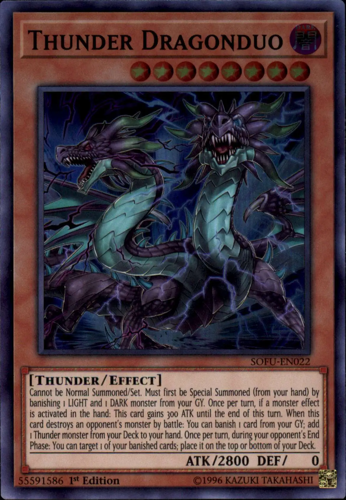 YuGiOh Soul Fusion Super Rare Thunder Dragonduo SOFU-EN022