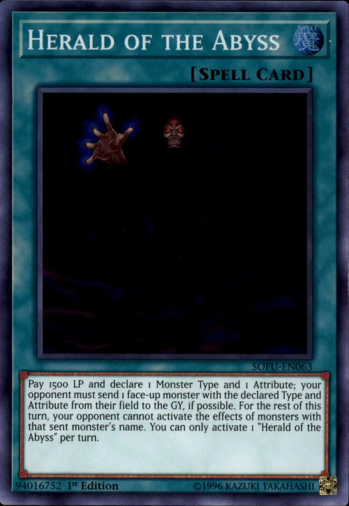 YuGiOh Soul Fusion Super Rare Herald of the Abyss SOFU-EN063