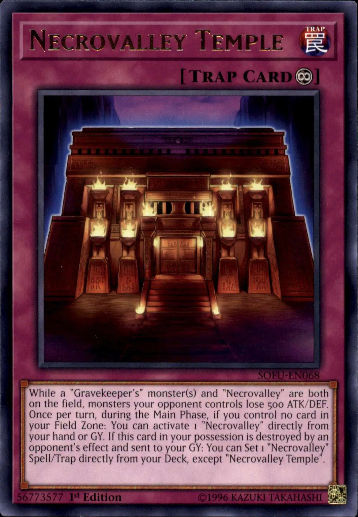 YuGiOh Soul Fusion Rare Necrovalley Temple SOFU-EN068