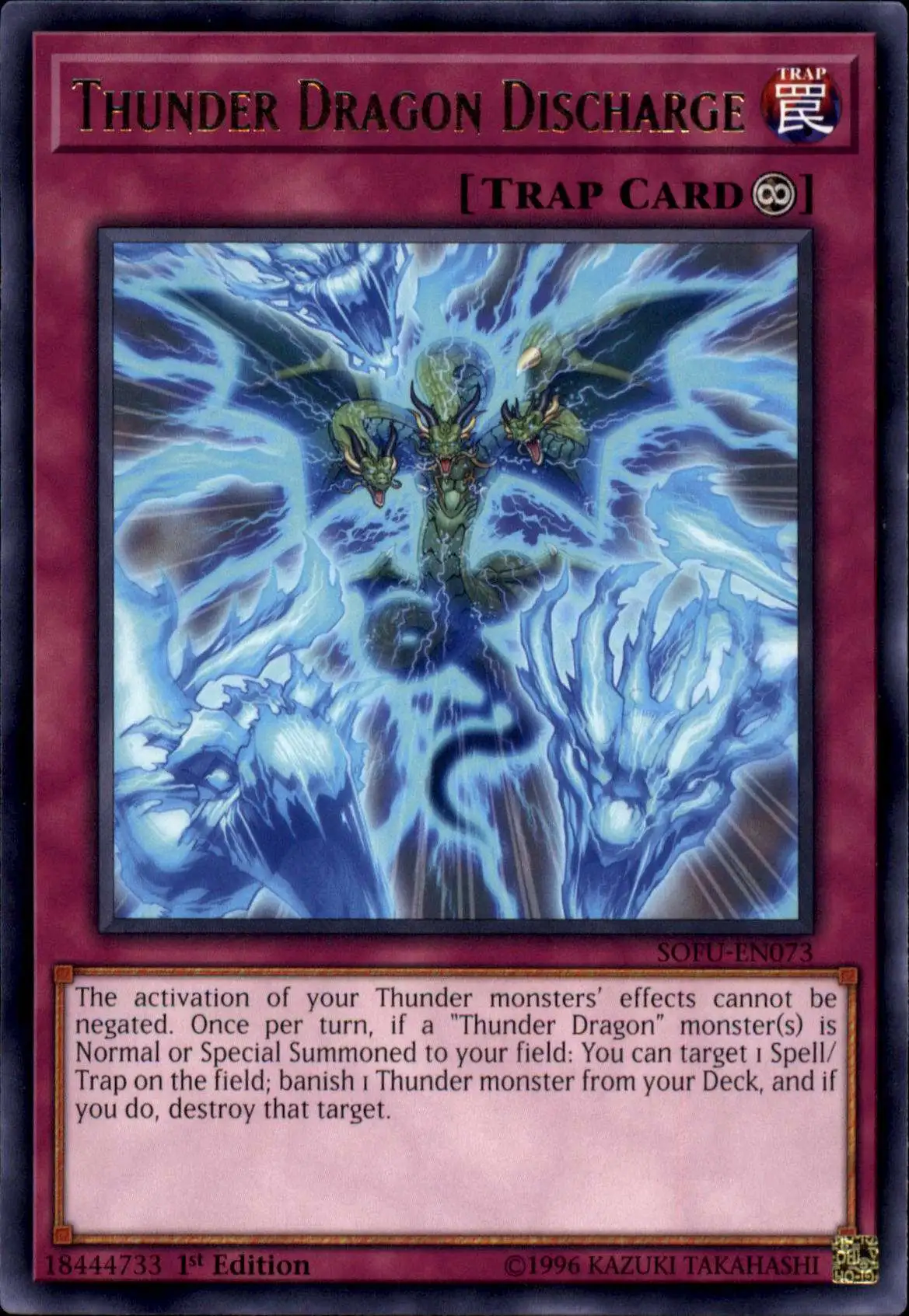 YuGiOh Soul Fusion Rare Thunder Dragon Discharge SOFU-EN073