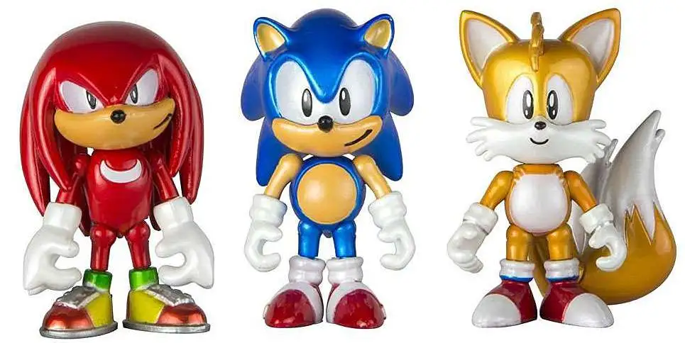 SEGA TOMY 25th Anniversary Classic Sonic Figure Toy Lot 3” Sonic Tails  Knuckles