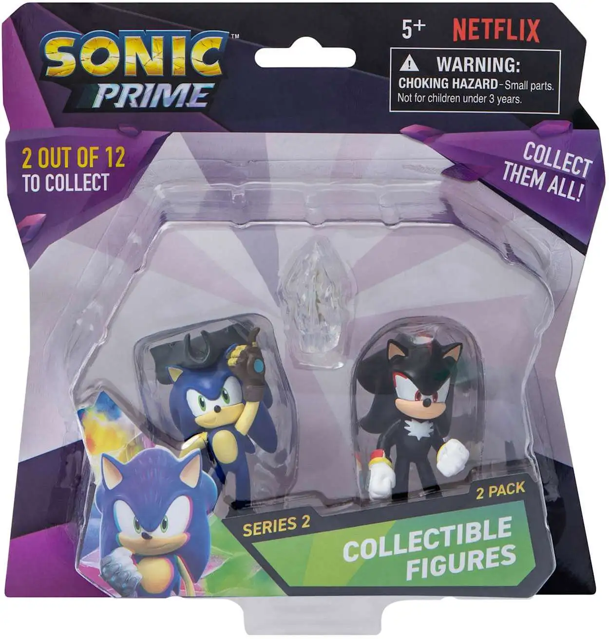 Sonic The Hedgehog Prime Series 2 Collectible Figures Sonic & Shadow 2.5-Inch Mini Figure 2-Pack