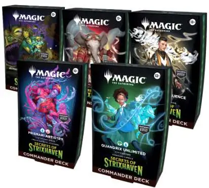 Magic The Gathering Secrets of Strixhaven Set of 5 Commander Decks 100  Cards Each Wizards of the Coast - ToyWiz
