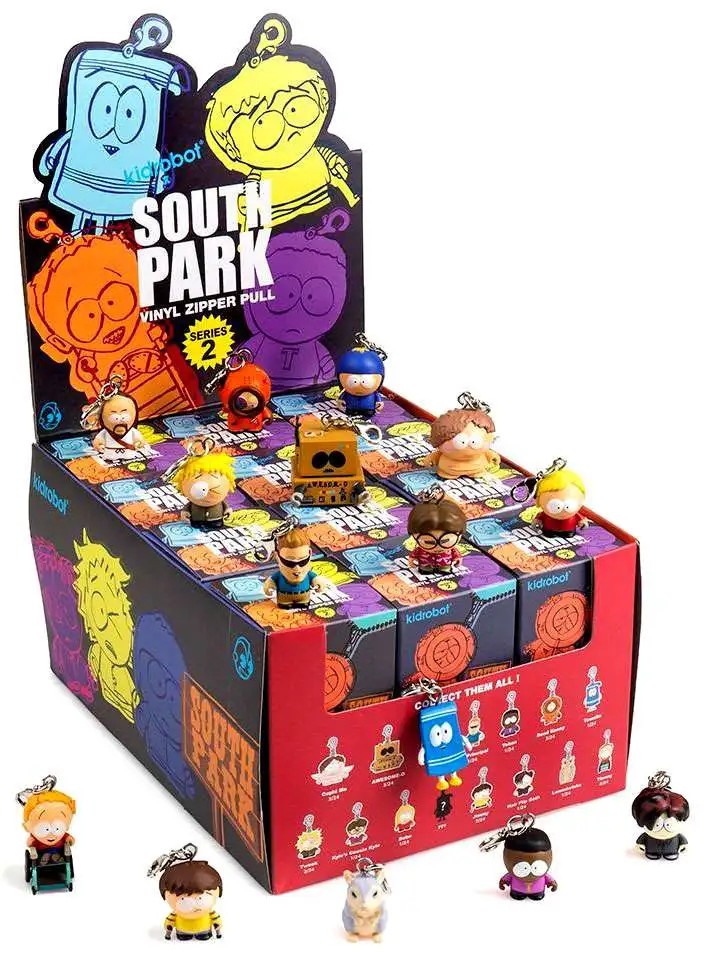 South Park Zipper Pulls Series 2 New Display Case 24 Blind Boxes by Kidrobot 