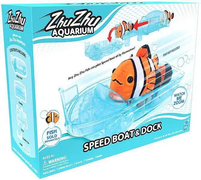 Zhu Zhu Aquarium Speedboat Dock Interactive Fish Accessory Playset Fish ...