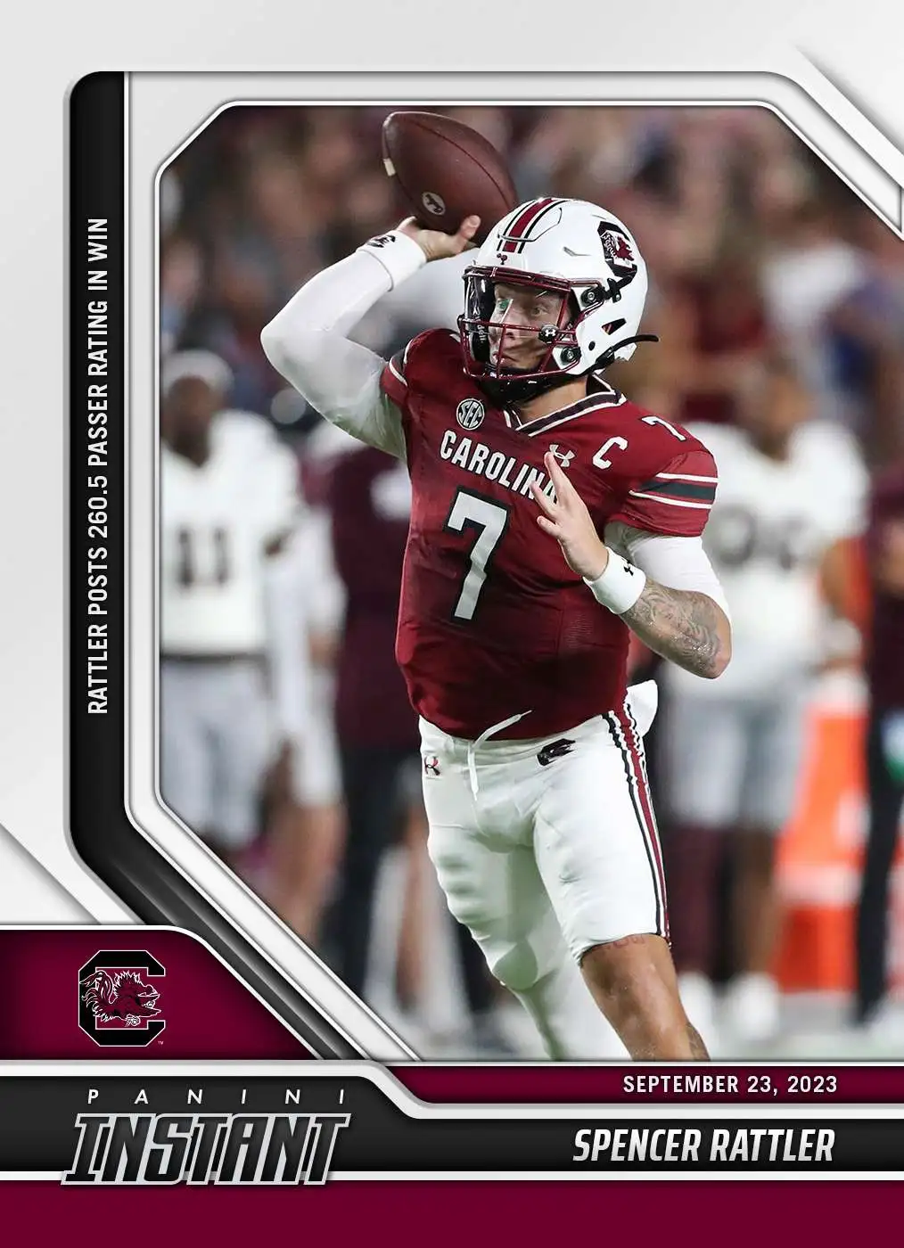 NCAA South Carolina Gamecocks 2023 Instant College Football /75 Spencer Rattler #30 [Prospect Card, Posts 260.5 Passer Rating in Win]