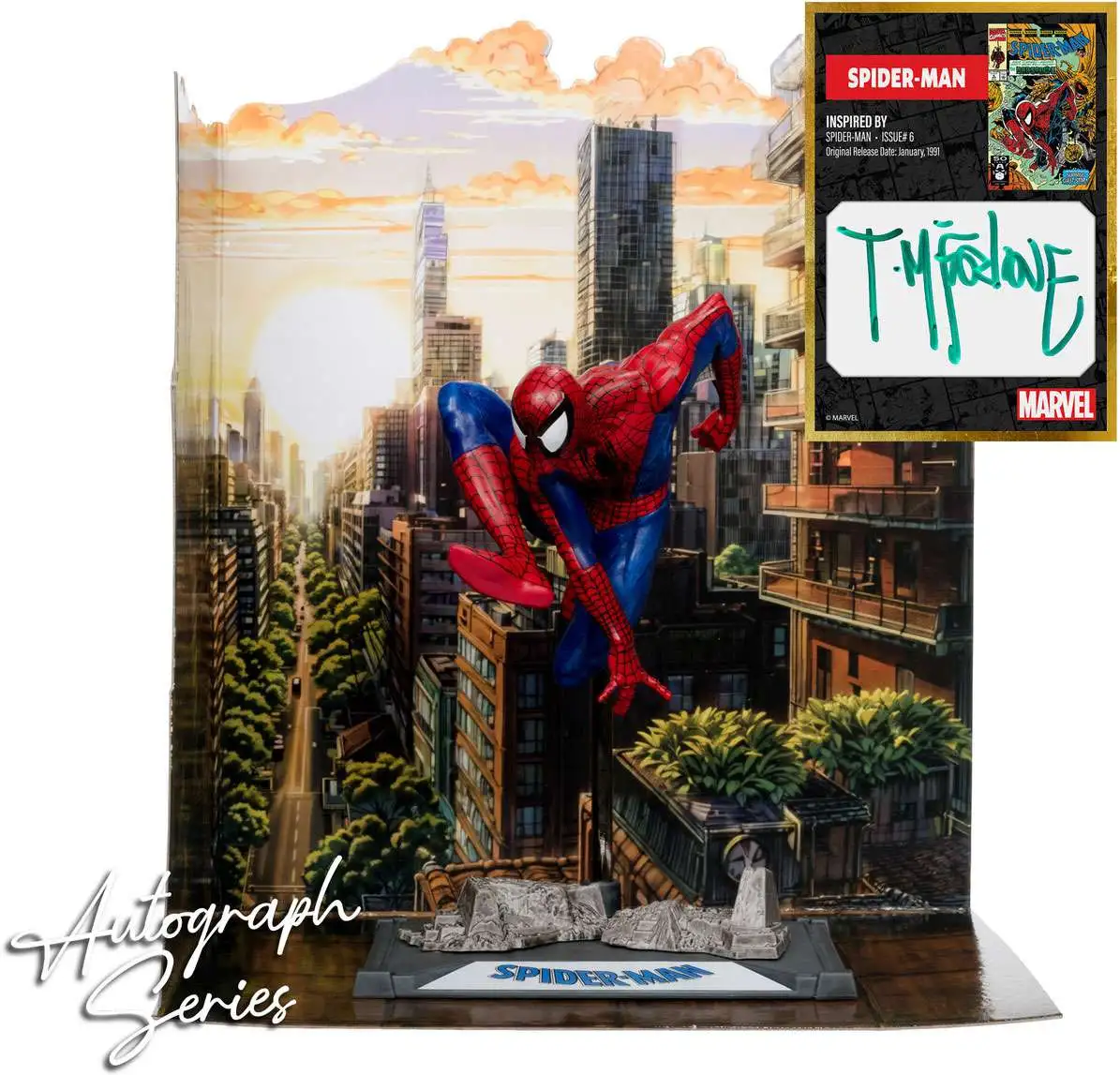 McFarlane Toys Marvel Gold Label Collection AUTOGRAPH Series Spider-Man Posed Figure with Scene [Spider-Man #6]