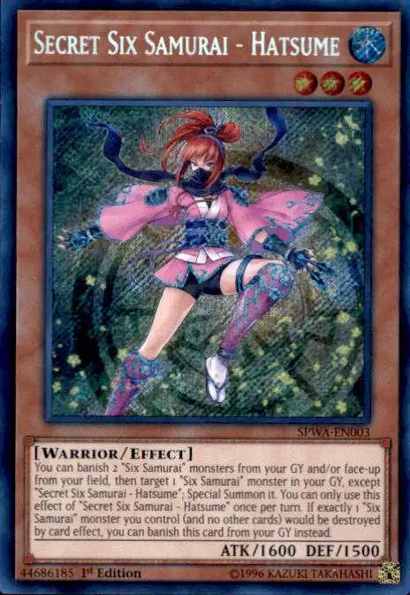 YuGiOh Spirit Warriors Secret Rare Secret Six Samurai - Hatsume SPWA-EN003