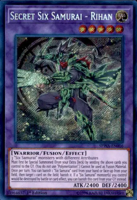 YuGiOh Spirit Warriors Secret Rare Secret Six Samurai - Rihan SPWA-EN006