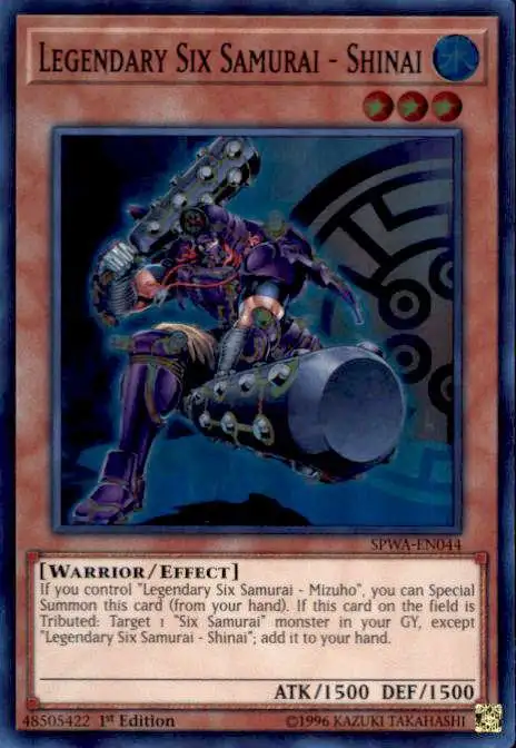 YuGiOh Spirit Warriors Super Rare Legendary Six Samurai - Shinai SPWA-EN044