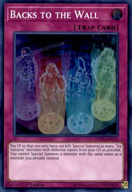 YuGiOh Spirit Warriors Super Rare Backs to the Wall SPWA-EN053