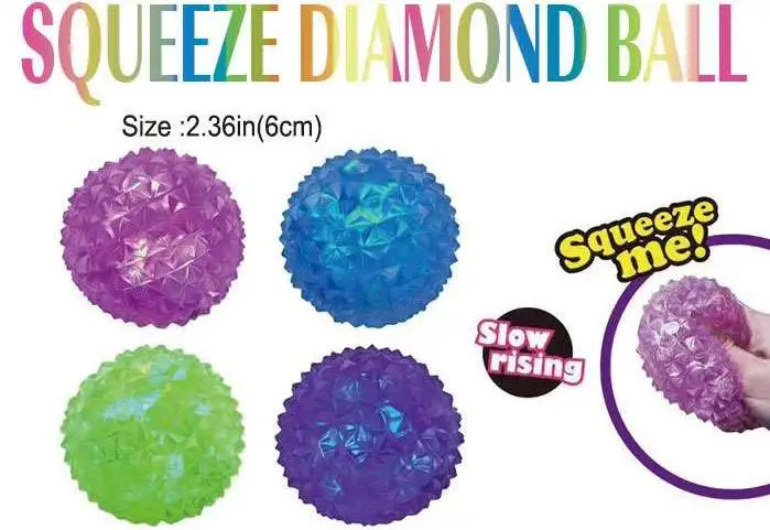 Crystal Squish Stretch Ball Diamond Ball 2.3-Inch Stress Squishy Fidget Toy [1 RANDOM Squishy Toy]