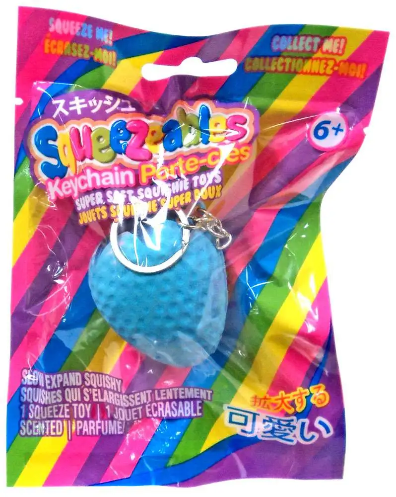 Squeezeables Series 1 Blue Pink Strawberry Squeeze Toy Keychain License ...