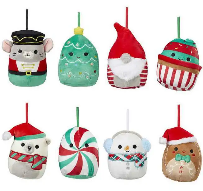  Holiday Ornament Set, 8 Pack, 4 in - Soft and Squishy