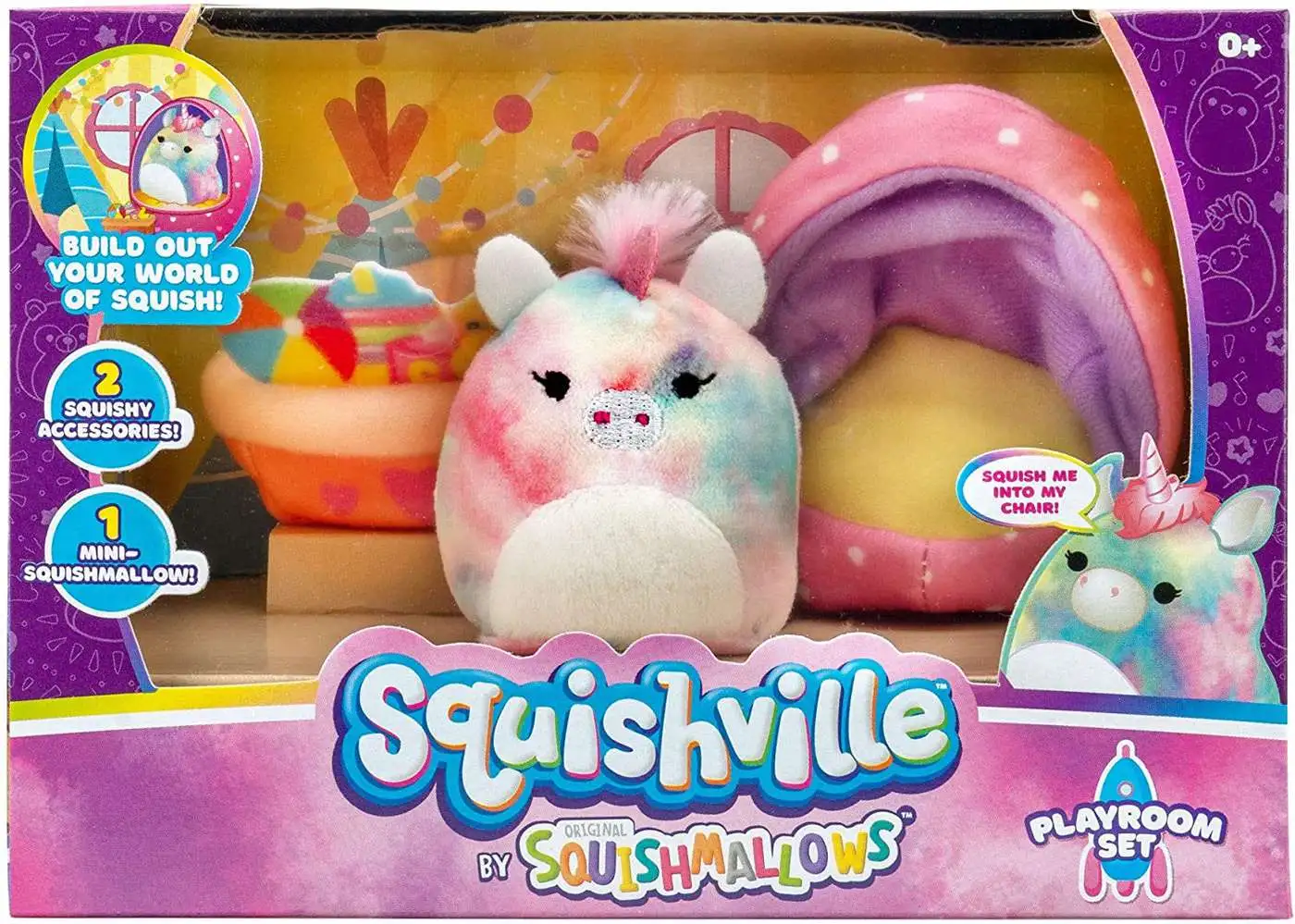 Squishmallows Squishville! Playroom Set 2-Inch Mini Plush Playset [with Esmeralda]