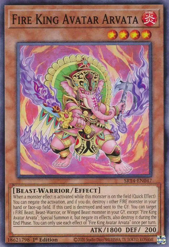 YuGiOh Trading Card Game Structure Deck: Fire Kings Common Fire King Avatar Arvata SR14-EN047