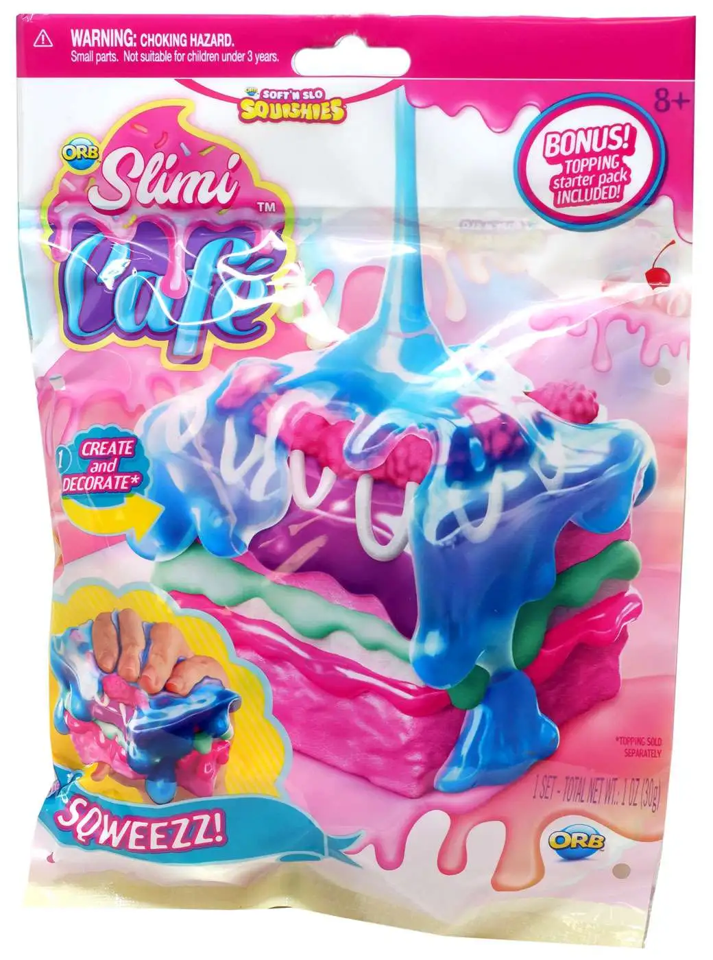 Soft'N Slow Squishies Slimi Cafe Raspberry Square Squeeze Toy