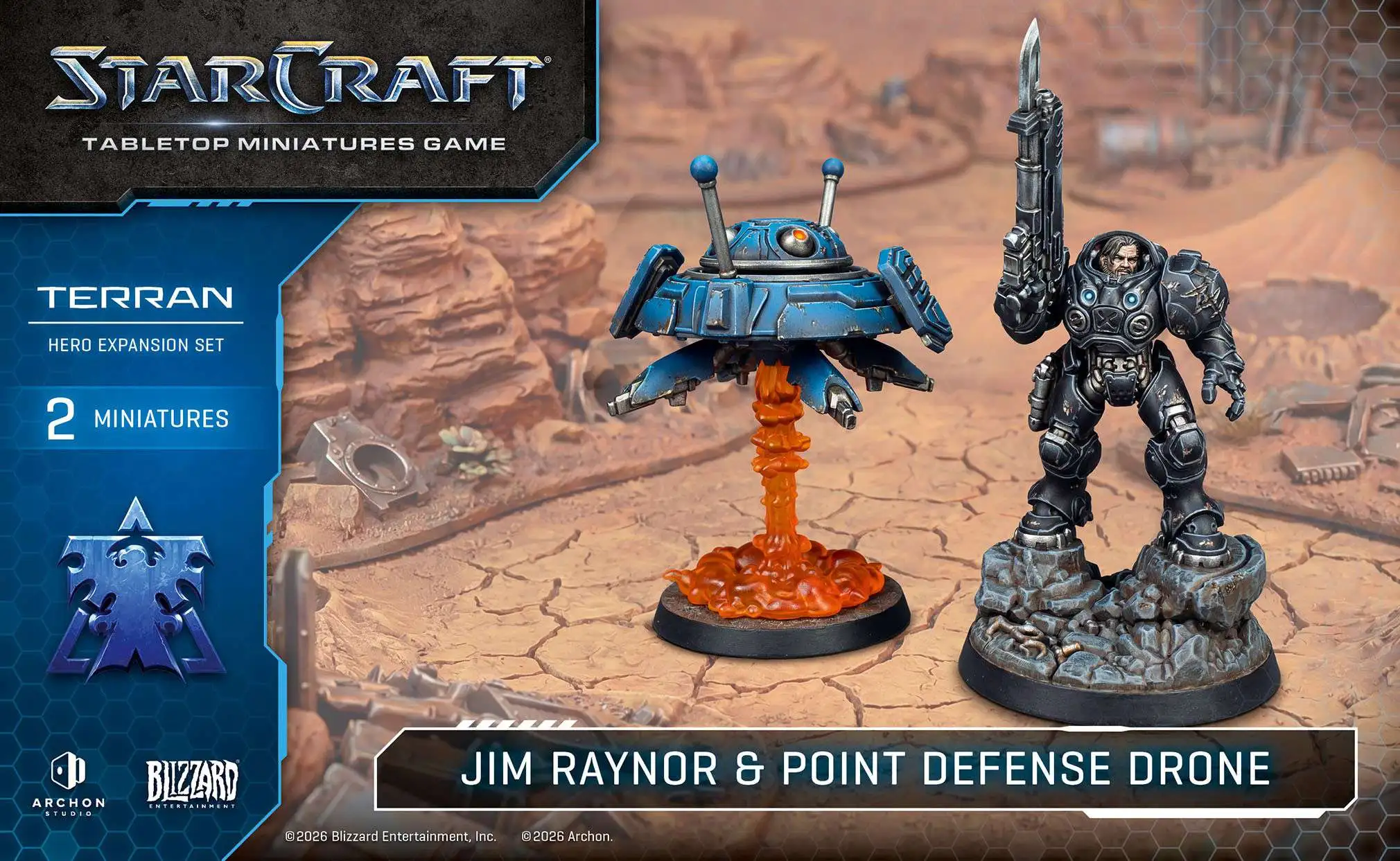 StarCraft Tabletop Miniatures Game Terran - Jim Raynor & Point Defense Drone Miniature Set (Pre-Order ships June)