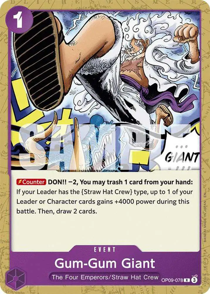 One Piece Trading Card Game Starter Deck 26 PURPLEBLACK Monkey.D.Luffy Single Card Rare Gum-Gum Giant OP09-078 Reprint - ToyWiz One Piece Trading Card Game Starter Deck 26 PURPLEBLACK Monkey.D.Luffy Single Card Rare Gum-Gum Giant OP09-078 Reprint - ToyWiz