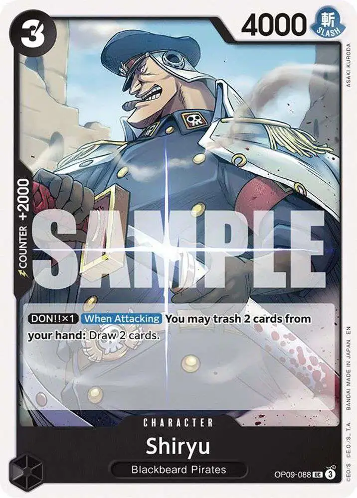 One Piece Trading Card Game Starter Deck 27 BLACK Marshall.D.Teach Single Card Uncommon Shiryu OP09-088 Reprint - ToyWiz One Piece Trading Card Game Starter Deck 27 BLACK Marshall.D.Teach Single Card Uncommon Shiryu OP09-088 Reprint - ToyWiz