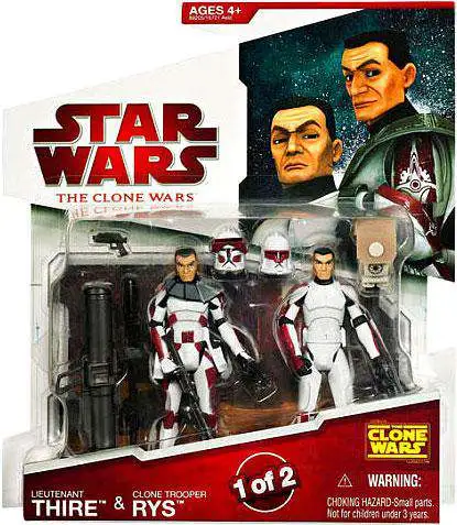 Star Wars Clone Wars 2009 Lieutenant Thire & Clone Trooper Rys Action Figure 2-Pack