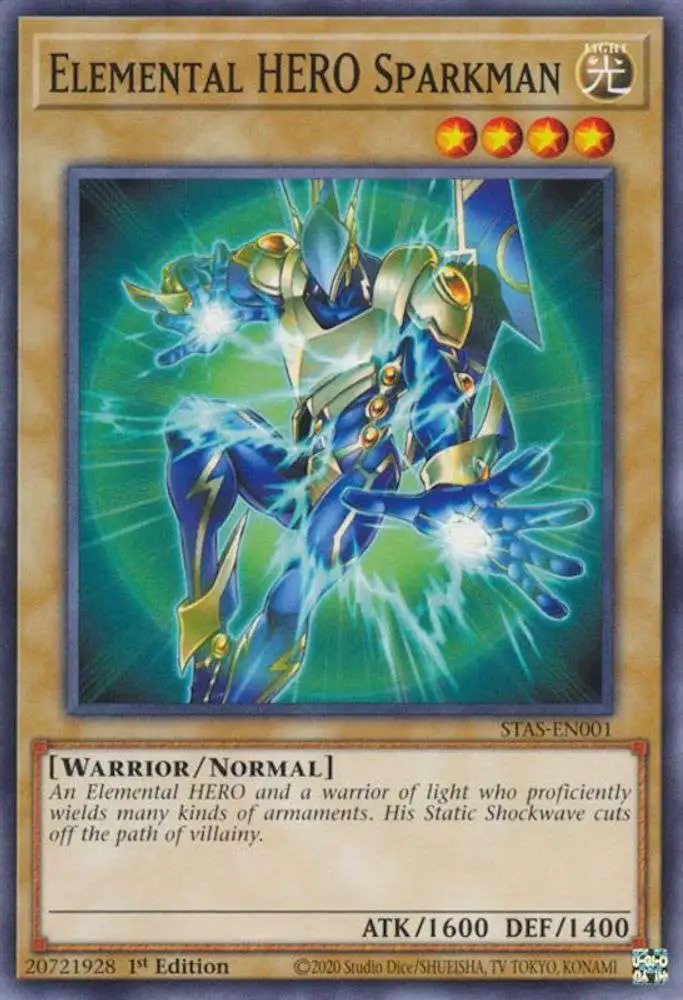 YuGiOh Trading Card Game 2-Player Starter Set Common Elemental HERO Sparkman STAS-EN001