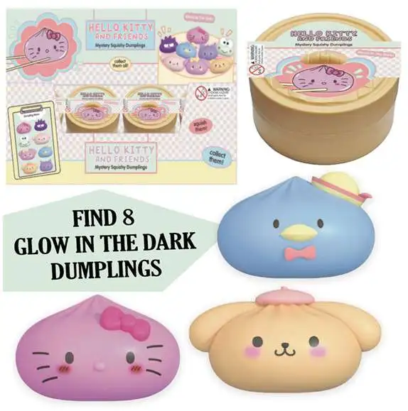 Hello Kitty Squishy Dumplings Glow in The Dark Squeeze Toy Mystery Pack [1 RANDOM Dumpling] (Pre-Order ships July)