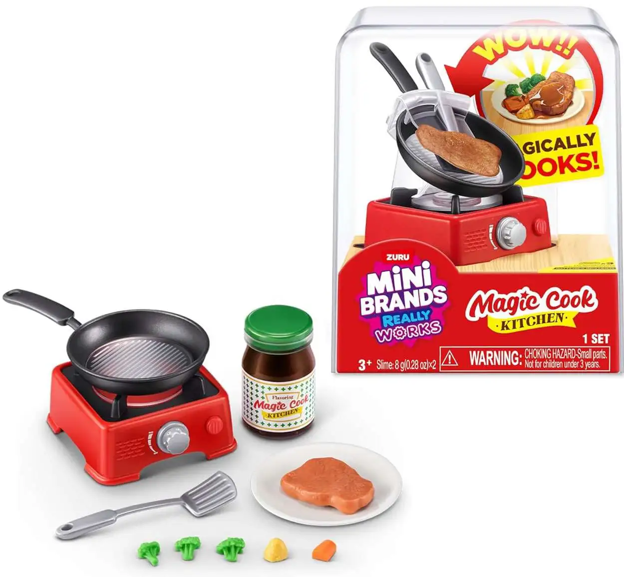 5 Surprise Mini Brands! Really Works Magic Cook Kitchen Steak with Frying Pan Pack