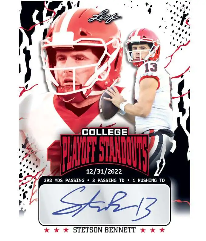 Leaf Georgia Bulldogs College Playoff Standouts Stetson Bennett Autographed Single Card (Pre-Order ships January)