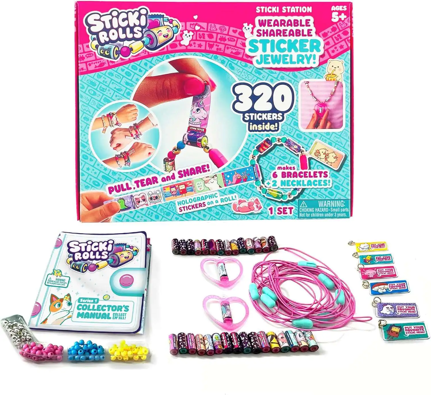 Sticki Rolls Sticki Station Set [320 Stickers Inside, Wearable, Shareable Sticker Jewelry!]