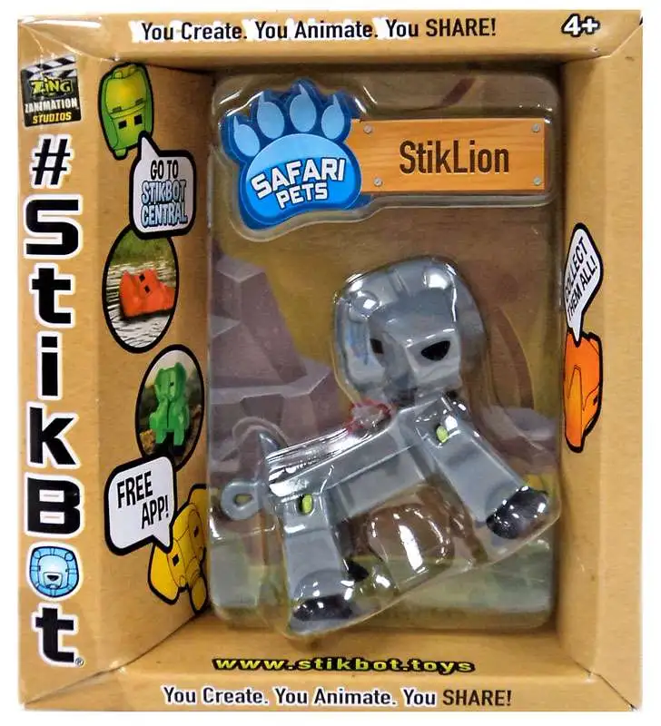 Stikbot Safari Pets StikLion Figure [Solid Gray]