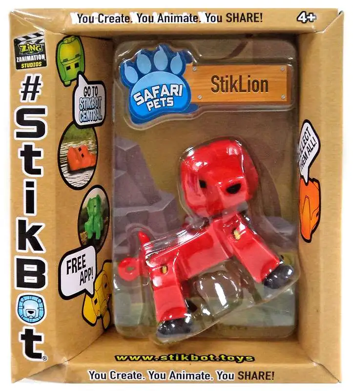 Stikbot Safari Pets StikLion Figure Red Zing - ToyWiz