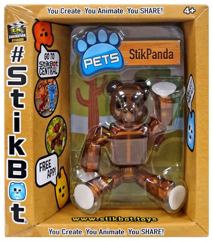 Stikbot Pets Series 2 StikPanda Figure [Brown]