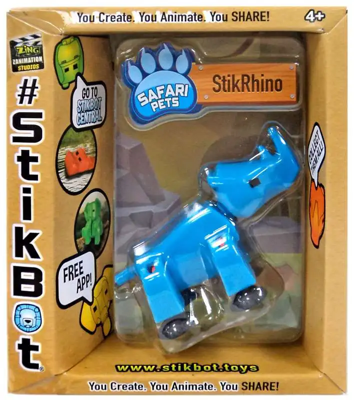 Stikbot Safari Pets StikRhino Figure [Solid Blue]