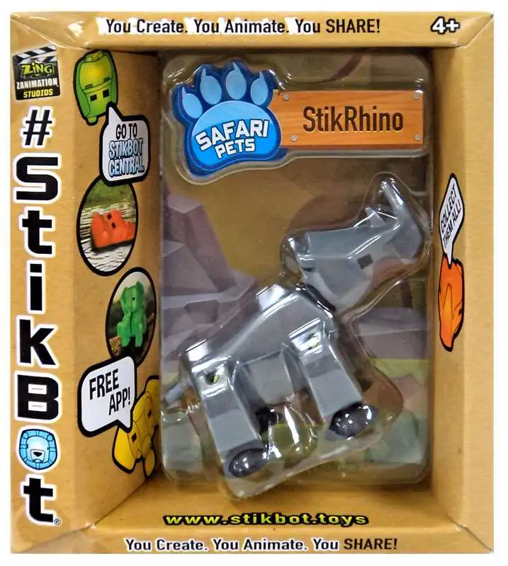 Stikbot Safari Pets StikRhino Figure [Solid Gray]