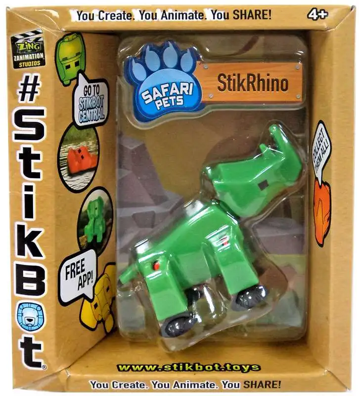 Stikbot Safari Pets StikRhino Figure [Solid Green]