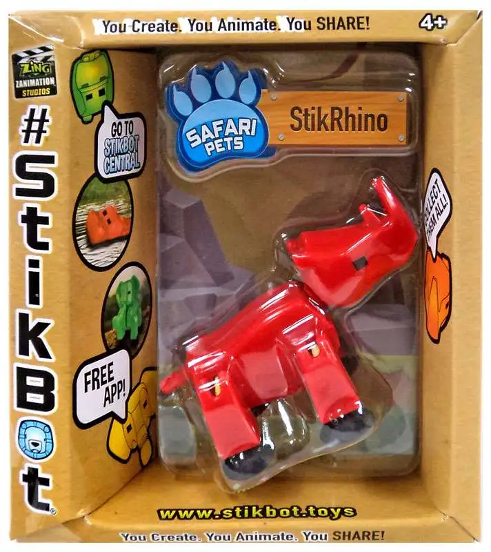 Stikbot Safari Pets StikRhino Figure [Solid Red]