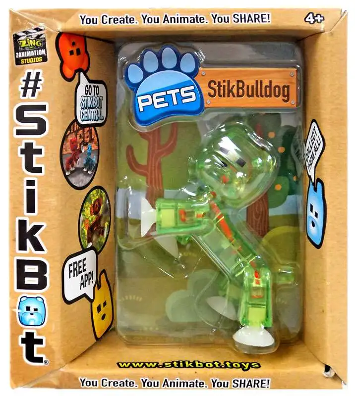 Stikbot Pets Series 1 StikBulldog Figure [Green]