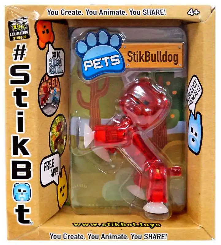 Stikbot Pets Series 1 StikBulldog Figure [Red]