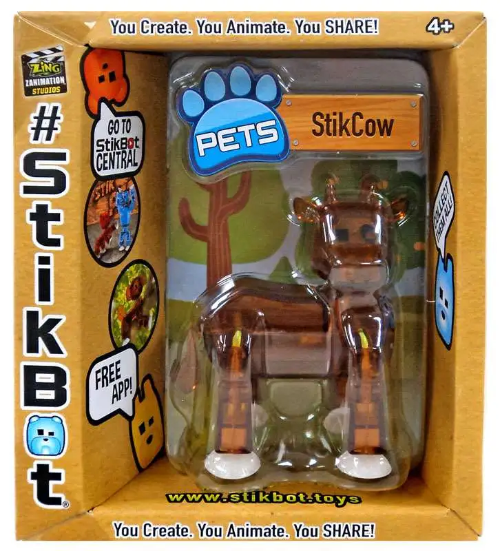 Stikbot Pets Series 2 StikCow Figure [Brown]