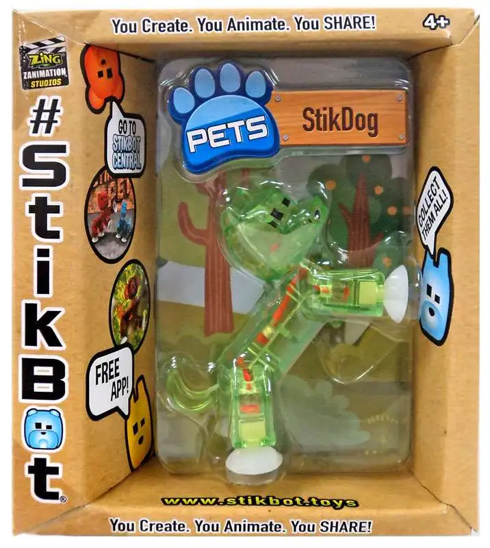 Stikbot Pets Series 1 StikDog Figure [Green]