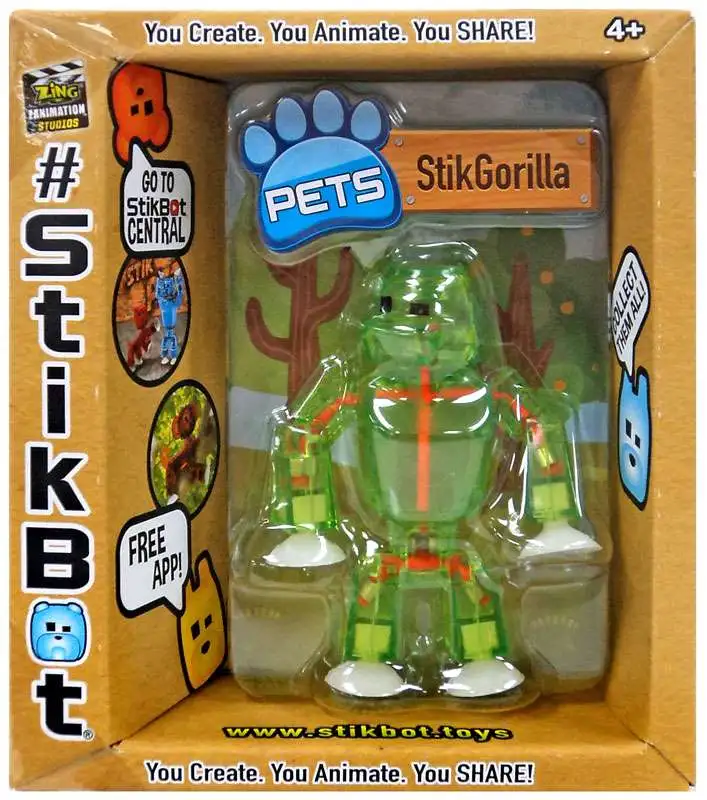 Stikbot Pets Series 2 StikGorilla Figure Green Zing - ToyWiz
