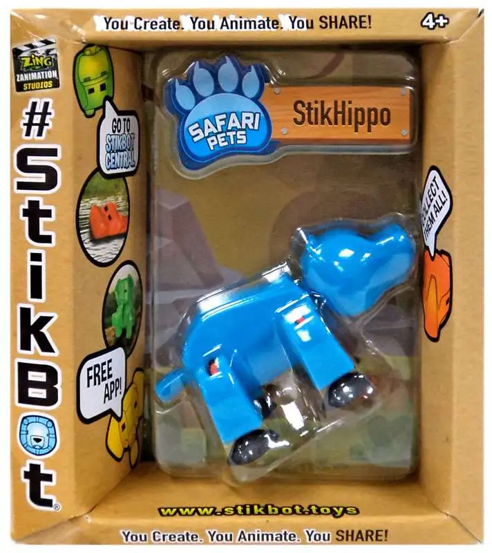 Stikbot Safari Pets StikHippo Figure [Solid Blue]