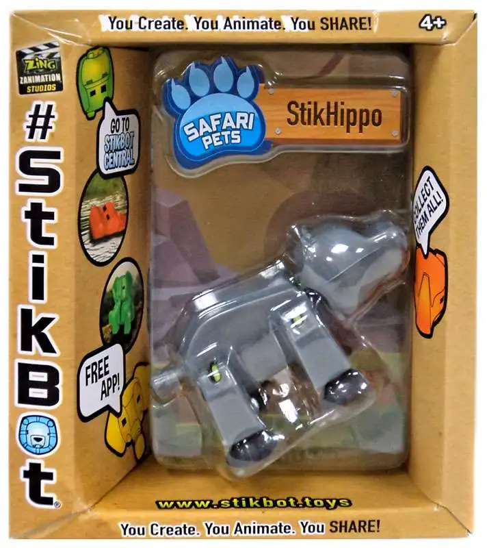 Stikbot Safari Pets StikHippo Figure [Solid Gray]